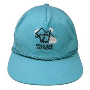 La Mode Nellis AFB Las Vegas Sunrise Vista Blue Rope Hat Cap Made in USA Vintage